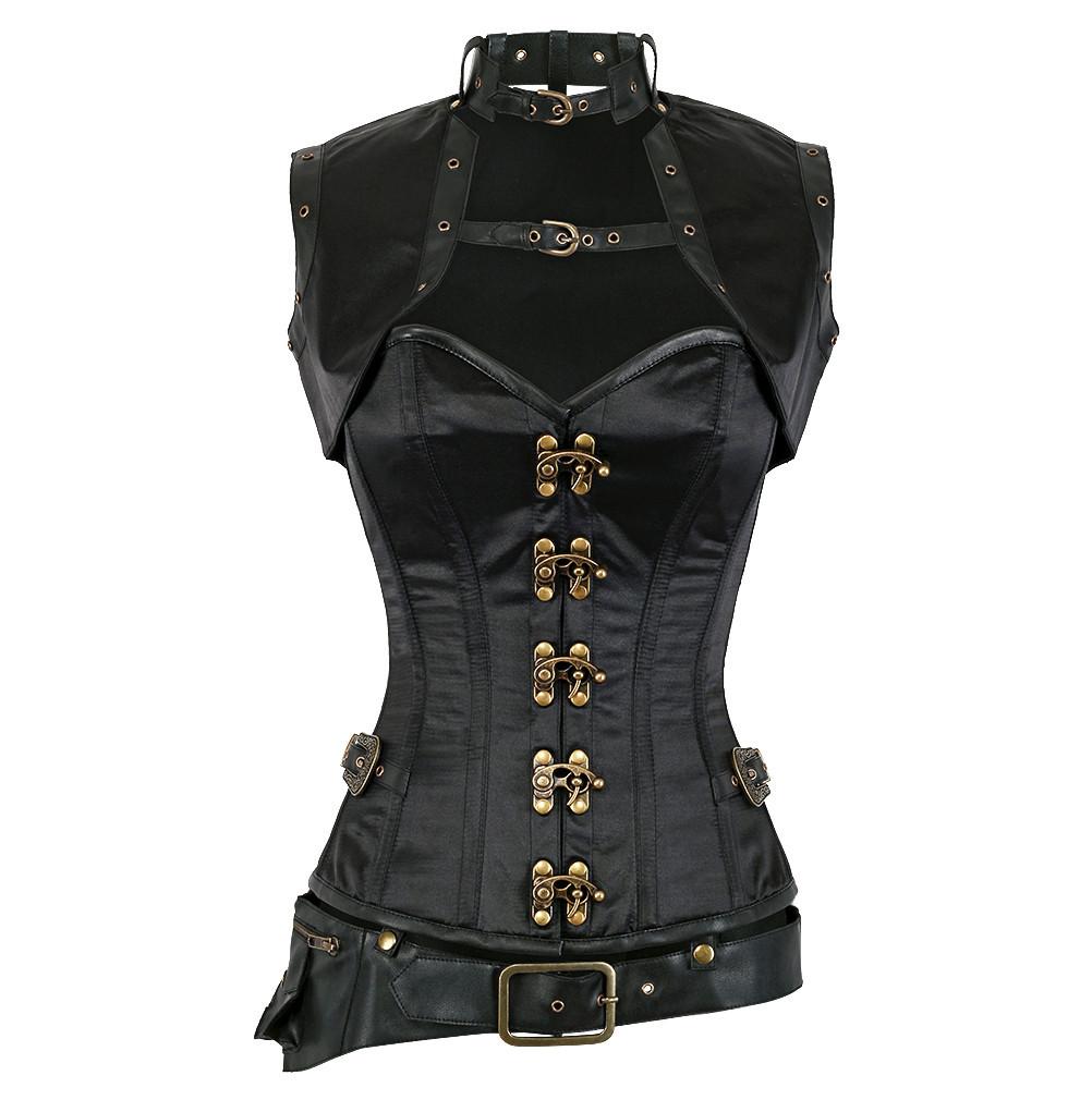 Alany Steampunk Corset- Purple And Black Gothic Dress – Corsets Queen UK