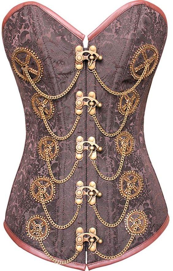 Zill African Print Polyester Satin Overbust Corset