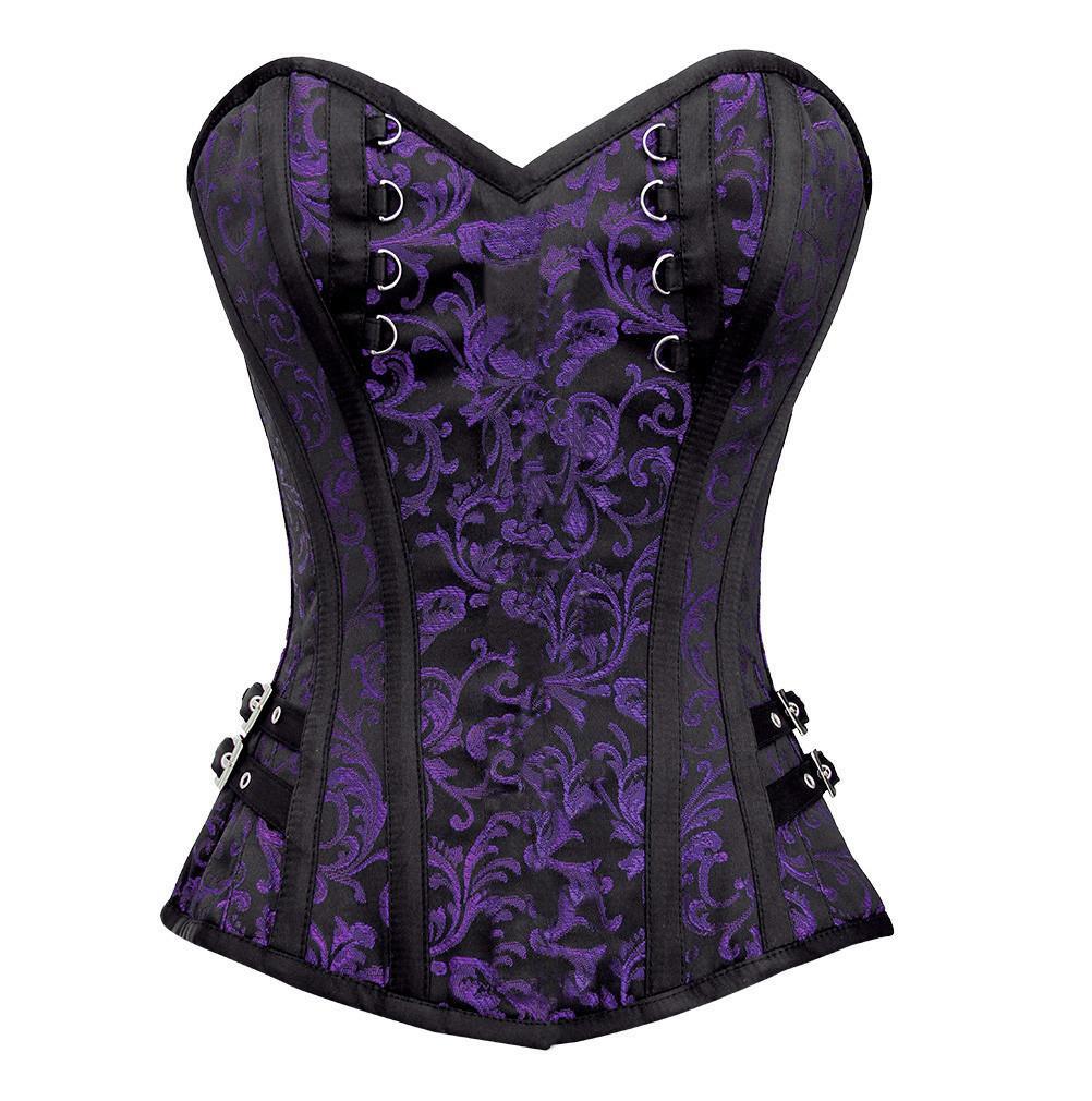 Purple Brocade Shoulder Q Corset