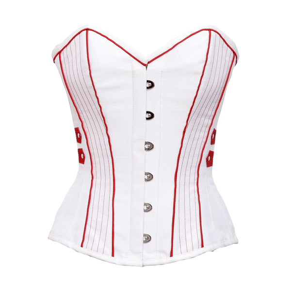 Krieger White Satin Steel Boned Overbust Corset